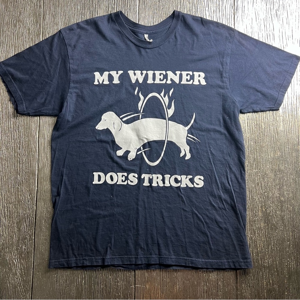 Vintage “My Wiener Does Tricks” Dachshund Unisex Funny Dog Tee